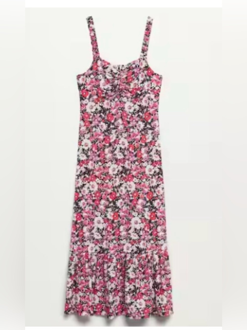 MANGO Woman’s Floral Pink Maxi Dress with Ruffle Hem size Small - Picture 3 of 9